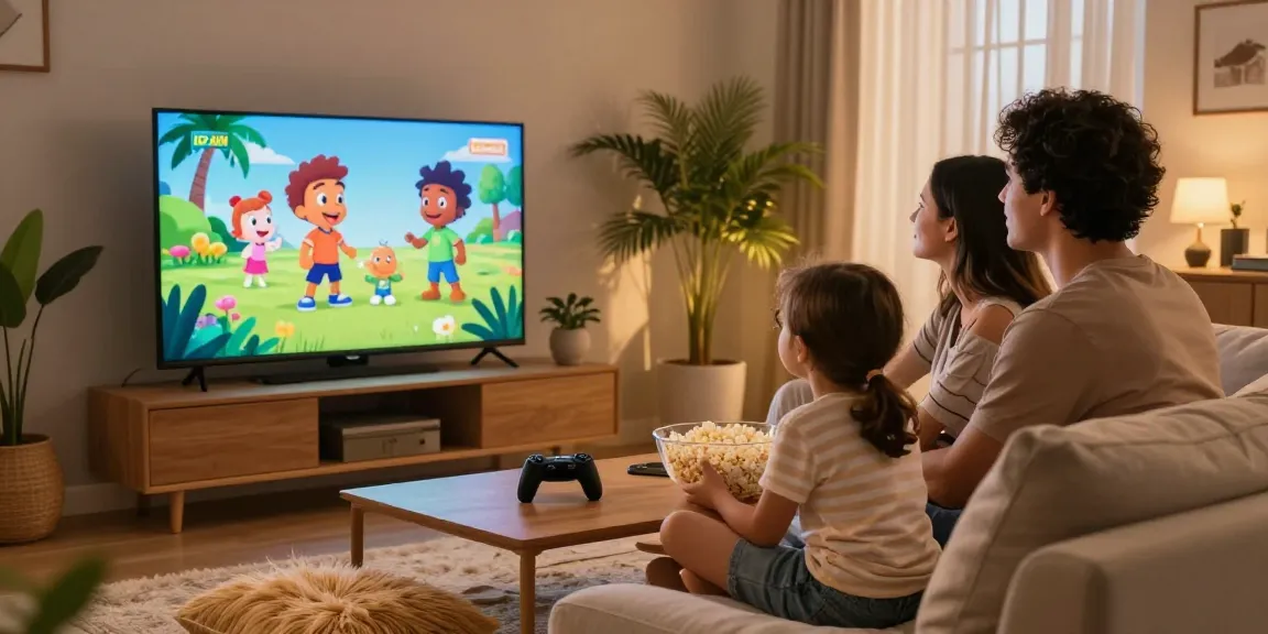 Assistindo ao melhor conteúdo de IPTV no Brasil com a família reunida e descontraída.